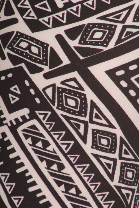 Women's Plus Big Square Pattern Print Leggings - Black White