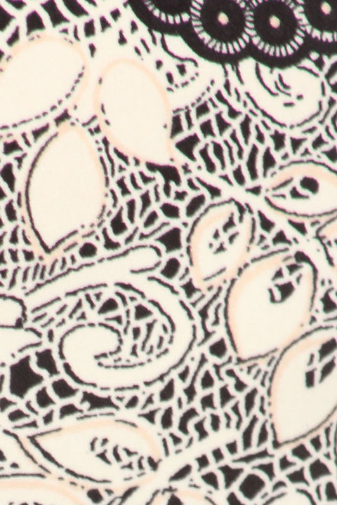 Women's Plus Light and Dark Contrast Floral Pattern Print Leggings - White Black