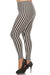 Women's Plus Vertical Striped Pattern Print Leggings - White Black