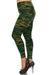 Women's Plus Dark Military Camouflage Pattern Print Leggings - Olive Green
