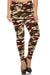 Women's Plus Light Military Camouflage Pattern Print Leggings - Olive Maroon Black