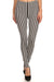 Women's Regular Vertical Striped Pattern Print Leggings - White Black - One Size / White Black