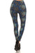 Women's Regular Mixed Ornate Curly Pattern Print Leggings - Black Blue