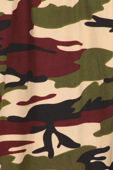 Women's Regular Light Military Camouflage Pattern Print Leggings - Olive Maroon Black