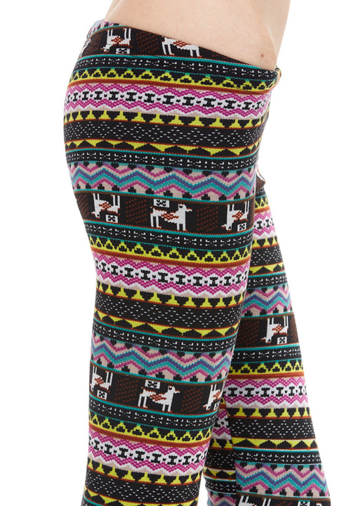 Women's Regular Dog Chevron Fleece Leggings