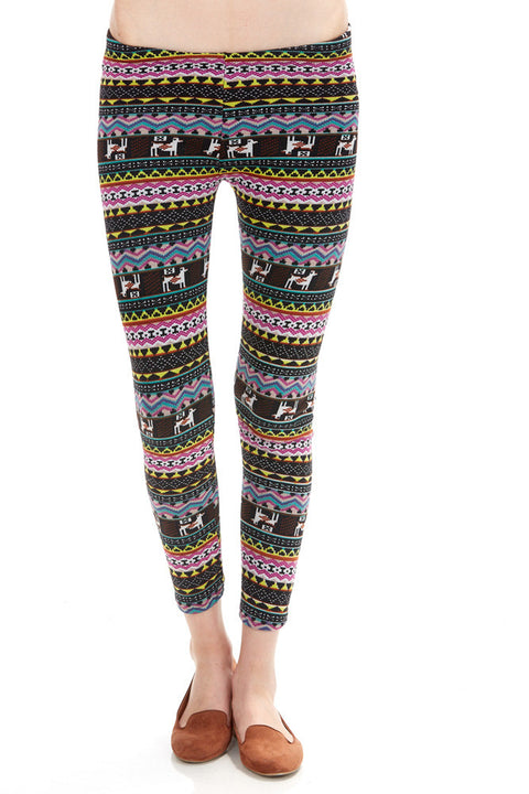 Women's Regular Dog Chevron Fleece Leggings