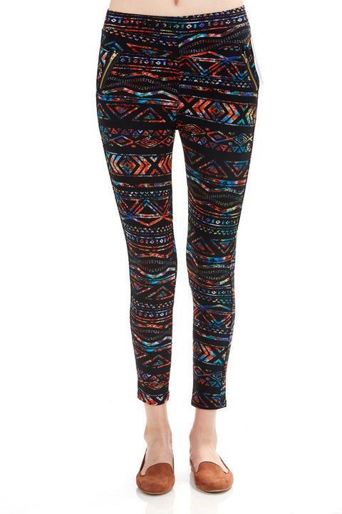 Women's Regular Multi Colored Triangle Shaped Pattern Leggings