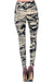 Women's Regular Camouflage Military Look Pattern Printed Leggings - Lt Grey Charcoal