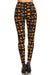 Women's 3X 5X Pumpkin Spider Web Pattern Printed Leggings - Orange