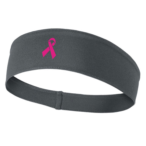 Breast Cancer Ribbon Graphic Printed Moisture Wicking Headbands for Men and Women