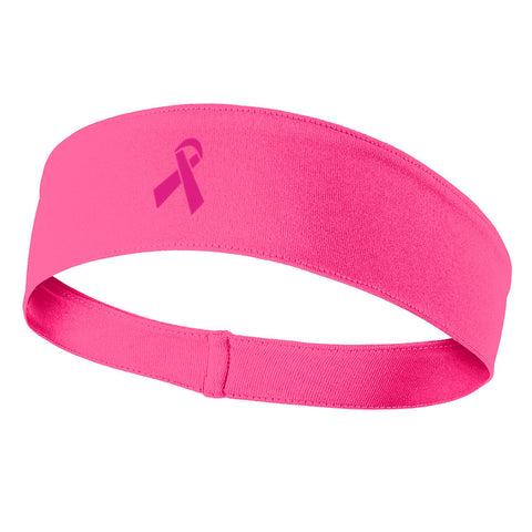 Breast Cancer Ribbon Graphic Printed Moisture Wicking Headbands for Men and Women