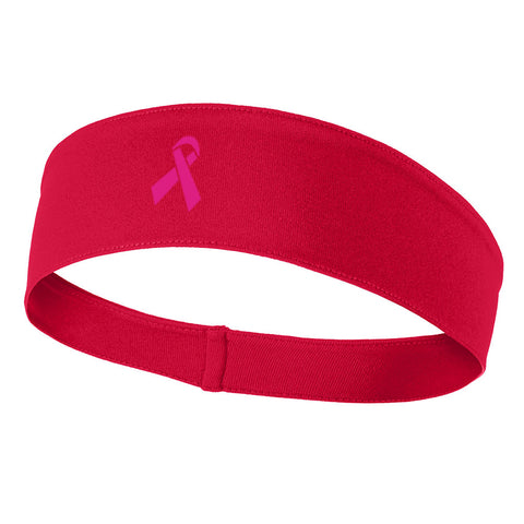 Breast Cancer Ribbon Graphic Printed Moisture Wicking Headbands for Men and Women