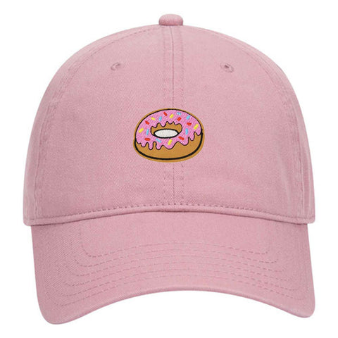 Pink Sparkle Donut Embroidered Patch Pastel Tone Garment Washed Superior Cotton Twill Dad Hat - For Women and Men