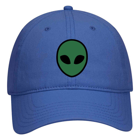 Green Alien Head Suede Like Feel Textured Printed Garment Washed Superior Cotton Twill Dad Hat - For Women and Men