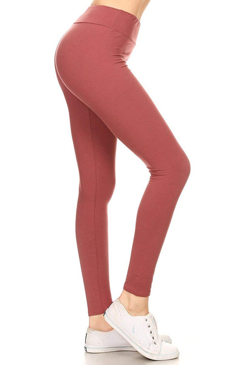 Women's High Waist Solid Yoga Work Out Pants Leggings for Regular and Plus