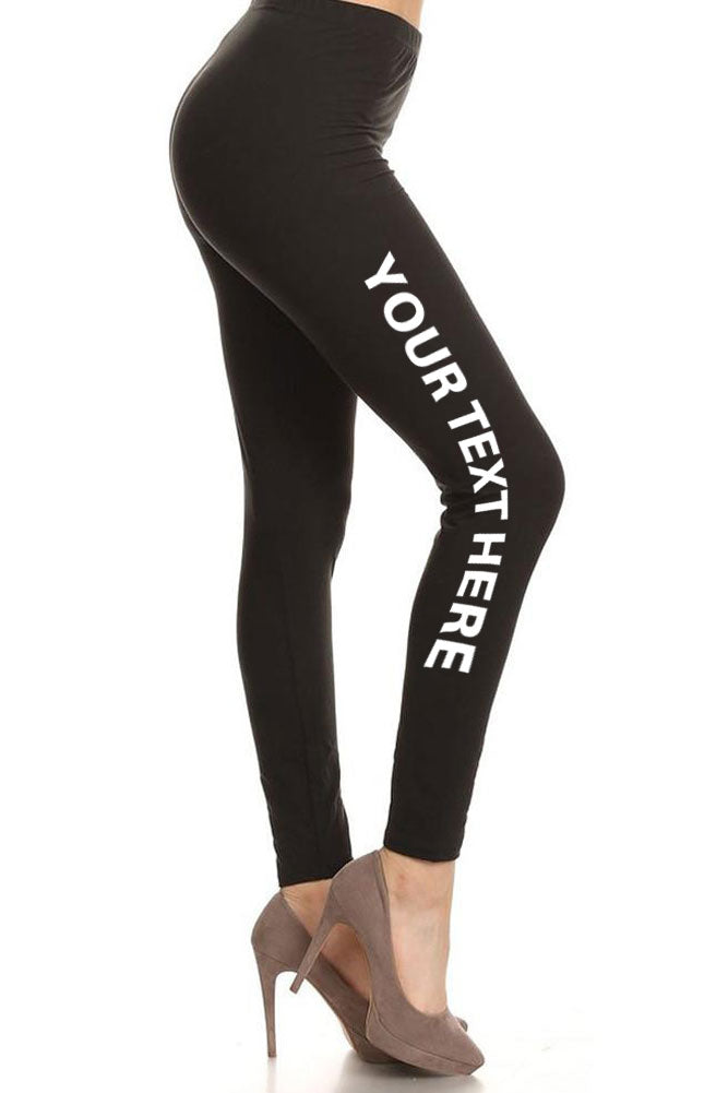 Your Own Text Customization Printed Leggings for Regular Plus 3X5X - P–  iZZYZX