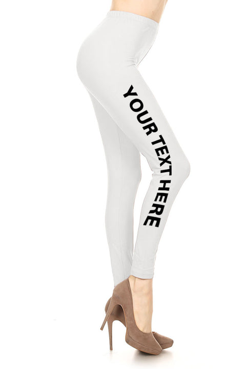 Your Own Text Customization Printed Leggings for Regular Plus 3X5X - Personalization