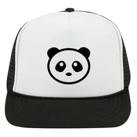 Giant Panda Suede Like Feel Textured Printed 5 Panel High Crown Foam Mesh Back Trucker Hat for Boys and Girls