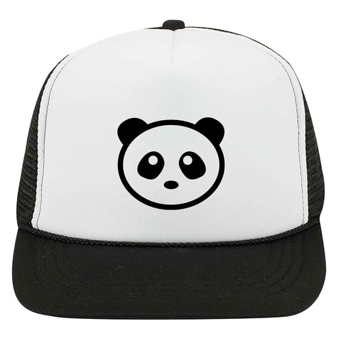 Giant Panda Suede Like Feel Textured Printed 5 Panel High Crown Foam Mesh Back Trucker Hat for Boys and Girls