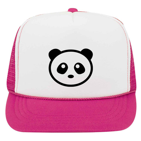 Giant Panda Suede Like Feel Textured Printed 5 Panel High Crown Foam Mesh Back Trucker Hat for Boys and Girls