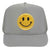 Youth Kid's Glitter Happy Face Embroidered Patch 5 Panel High Crown Foam Mesh Back Trucker Hat
