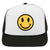 Youth Kid's Happy Face Suede Like Feel Textured Printed 5 Panel High Crown Foam Mesh Back Trucker Hat