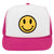 Youth Kid's Happy Face Suede Like Feel Textured Printed 5 Panel High Crown Foam Mesh Back Trucker Hat