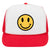 Youth Kid's Happy Face Suede Like Feel Textured Printed 5 Panel High Crown Foam Mesh Back Trucker Hat