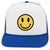 Youth Kid's Happy Face Suede Like Feel Textured Printed 5 Panel High Crown Foam Mesh Back Trucker Hat